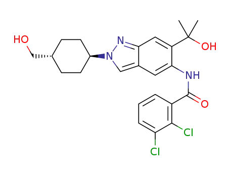 2,3-dichloro-N-(2-((1r,4r)-4-(hydroxymethyl)cyclohexyl)-6-(2-hydroxypropan-2-yl)-2H-indazol-5-yl)benzamide