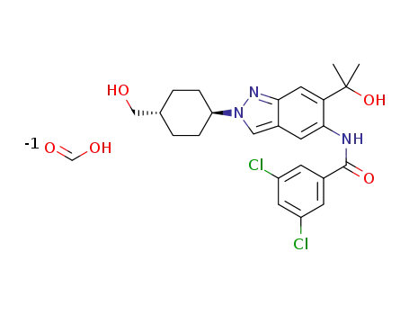 3,5-dichloro-N-[2-[(1r,4r)-4-(hydroxymethyl)cyclohexyl]-6-(1-hydroxy-1-methyl-ethyl)indazol-5-yl]benzamide formate