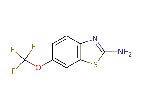 1744-22-5,Riluzole,Benzothiazole,2-amino-6-(trifluoromethoxy)- (7CI,8CI);6-(Trifluoromethoxy)-1,3-benzothiazol-2-amine;6-(Trifluoromethoxy)-2-aminobenzothiazole;6-Trifluoromethoxybenzothiazol-2-ylamine;PK 26124;RP 54274;Rilutek;