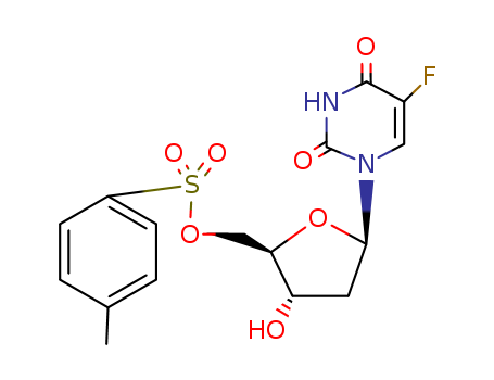 Molecular Structure of 10054-41-8 (Uridine, 2'-deoxy-5-fluoro-, 5'-(4-methylbenzenesulfonate))