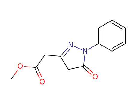 Molecular Structure of 24246-07-9 (1H-Pyrazole-3-acetic acid, 4,5-dihydro-5-oxo-1-phenyl-, methyl ester)