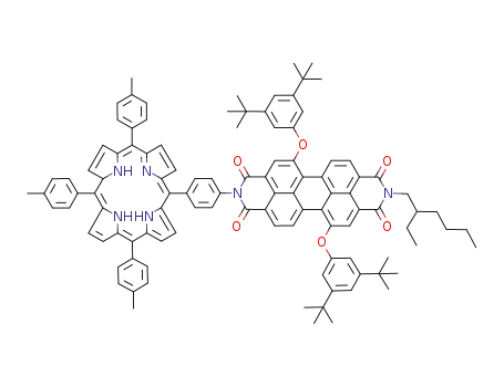 5,12-Bis-(3,5-di-tert-butyl-phenoxy)-2-(2-ethyl-hexyl)-9-[4-((5Z,10Z,15Z,19Z)-10,15,20-tri-p-tolyl-14,21,23,24-tetrahydro-porphin-5-yl)-phenyl]-anthra[2,1,9-def;6,5,10-d'e'f']diisoquinoline-1,3,8,10-tetraone