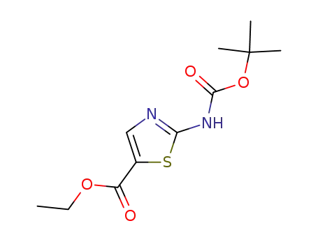 Molecular Structure of 302964-01-8 (ETHYL 2-(TERT-BUTOXYCARBONYLAMINO)THIAZOLE-5-CARBOXYLATE)