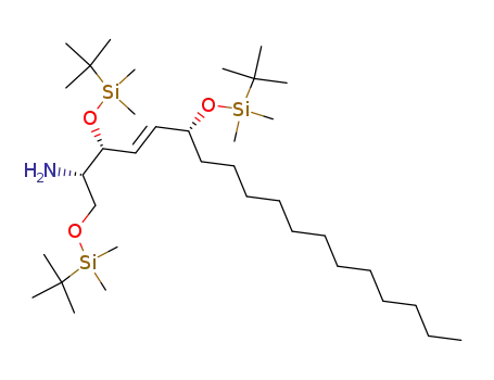 Molecular Structure of 651718-24-0 (4,11-Dioxa-3,12-disilatetradec-8-en-6-amine,
7-[[(1,1-dimethylethyl)dimethylsilyl]oxy]-10-dodecyl-2,2,3,3,12,12,13,13-
octamethyl-, (6S,7R,8E,10R)-)