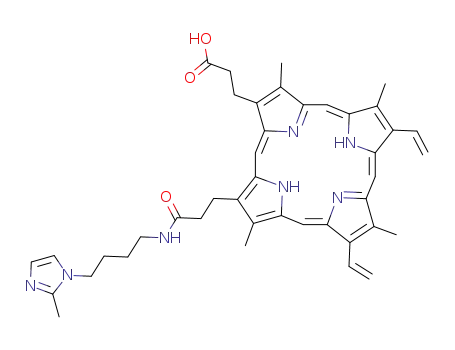 3-((1Z,5Z,9Z,14Z)-3,7,12,17-Tetramethyl-18-{2-[4-(2-methyl-imidazol-1-yl)-butylcarbamoyl]-ethyl}-8,13-divinyl-22,24-dihydro-porphin-2-yl)-propionic acid