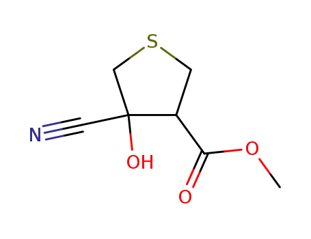 Molecular Structure of 155251-30-2 (3-Thiophenecarboxylic acid, 4-cyanotetrahydro-4-hydroxy-, methyl ester)