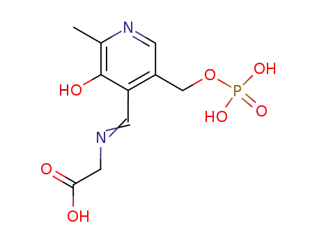 Molecular Structure of 1499-44-1 (Glycine,
N-[[3-hydroxy-2-methyl-5-[(phosphonooxy)methyl]-4-pyridinyl]methylene]
-)