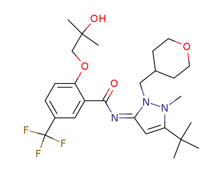 N-[(3E)-5-tert-butyl-1-methyl-2-(tetrahydro-2H-pyran-4-ylmethyl)-1,2-dihydro-3H-pyrazol-3-ylidene]-2-(2-hydroxy-2-methylpropoxy)-5-(trifluoromethyl)benzamide