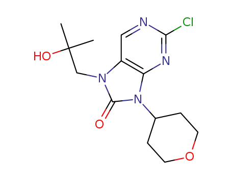 2-chloro-7-(2-hydroxy-2-methylpropyl)-9-(tetrahydro-2H-pyran-4-yl)-7,9-dihydro-8H-purin-8-one