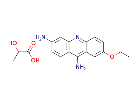 1837-57-6,6,9-DIAMINO-2-ETHOXYACRIDINE LACTATE,Lactic acid, compd. with 6, 9-diamino-2-ethoxyacridine (1:1);Flavitrol;7-ethoxyacridine-3,9-diamine; 2-hydroxypropanoic acid;3,9-Diamino-7-ethoxyacridinium lactate;Acrinol;Hectalin;Amoebin;2-Ethoxy-6,9-diaminoacridine lactate;2,5-Diamino-7-ethoxyacridine lactate;Rivanol;Propanoic acid, 2-hydroxy-, compd. with 7-ethoxy-3,9-acridinediamine (1:1);Acrolactine;Acridine, 6,9-diamino-2-ethoxy-, cpd with lactic acid (1:1);Ethodin;Rimaon;Antidian 200;6,9-Acridinediamine, 2-ethoxy-, 2-hydroxypropanoate (1:1);6, 9-Diamino-2-ethoxyacridine lactate;