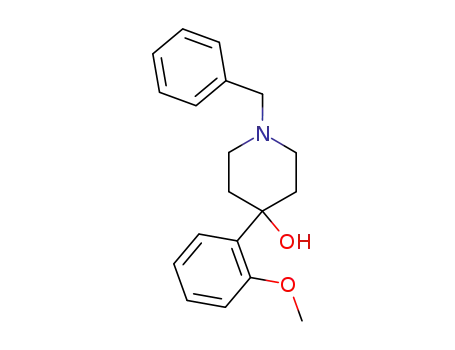 Molecular Structure of 130305-58-7 (4-Piperidinol, 4-(2-methoxyphenyl)-1-(phenylmethyl)-)