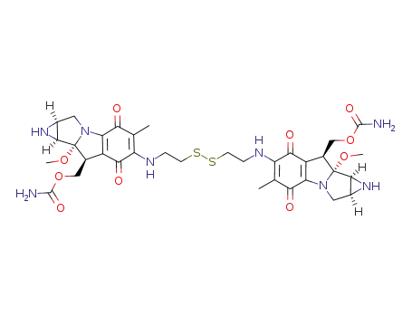 Molecular Structure of 93367-29-4 (Azirino(2,3:3,4)pyrrolo(1,2-a)indole-4,7-dione, 6,6-(dithiobis(2,1-ethanediylimino))bis(8-((aminocarbonyl)oxy)methyl)-1,1a,2,8,8a,8b-hexahydro-8a-methoxy-5-methyl-, (1aS-(1-alpha,6(1aR*,8R*,8aS*,8bR*),8-beta,8a-alpha,8b-alpha))-)