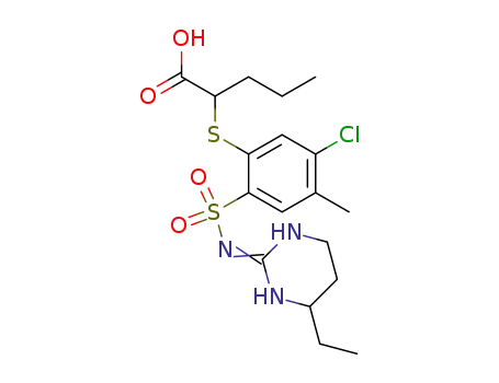2-{5-Chloro-2-[4-ethyl-tetrahydro-pyrimidin-(2E)-ylidenesulfamoyl]-4-methyl-phenylsulfanyl}-pentanoic acid
