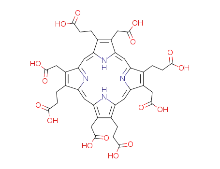 Molecular Structure of 607-14-7 (3-[7,12,17-tris-(2-carboxy-ethyl)-3,8,13,18-tetrakis-carboxymethyl-22,24-dihydro-porphin-2-yl]-propionic acid)