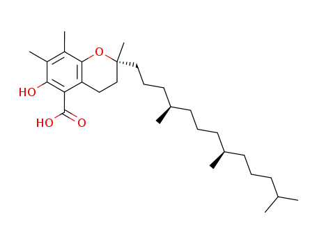 Molecular Structure of 187677-37-8 (2H-1-Benzopyran-5-carboxylic acid,
3,4-dihydro-6-hydroxy-2,7,8-trimethyl-2-[(4R,8R)-4,8,12-trimethyltridecyl
]-, (2R)-)