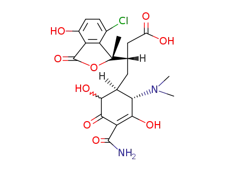 (S)-4-((1S)-4-carbamoyl-2t-dimethylamino-3,6ξ-dihydroxy-5-oxo-cyclohex3-en-r-yl)-3-((S)-7-chloro-4-hydroxy-1-methyl-3-oxo-phthalan-1-yl)-butyric acid