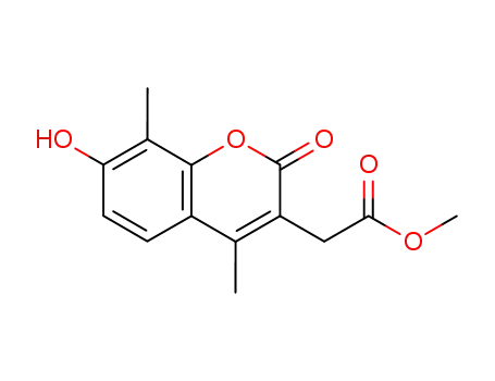 Molecular Structure of 433703-81-2 (Methyl (7-hydroxy-4,8-dimethyl-2-oxo-2H-chromen-3-yl)acetate)