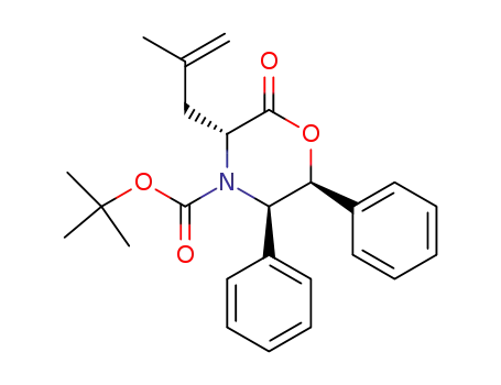 Molecular Structure of 681128-21-2 (4-Morpholinecarboxylic acid,
3-(2-methyl-2-propenyl)-2-oxo-5,6-diphenyl-, 1,1-dimethylethyl ester,
(3R,5R,6S)-)