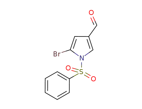Molecular Structure of 881673-82-1 (1H-Pyrrole-3-carboxaldehyde, 5-bromo-1-(phenylsulfonyl)-)