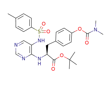 Molecular Structure of 285139-32-4 (L-Tyrosine, N-[5-[[(4-methylphenyl)sulfonyl]amino]-4-pyrimidinyl]-,
1,1-dimethylethyl ester, dimethylcarbamate (ester))