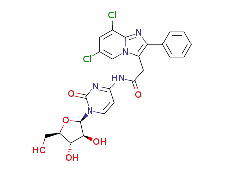 2-(6,8-dichloro-2-(phenyl)imidazo[1,2-a]pyridin-3-yl)-N-(1-((2R,3S,4S,5R)-3,4-dihydroxy-5-(hydroxymethyl)tetrahydrofuran-2-yl)-2-oxo-1,2-dihydropyrimidin-4-yl)acetamide