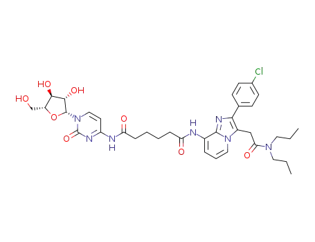 N1-(2-(4-chlorophenyl)-3-(2-(dipropylamino)-2-oxoethyl)imidazo[1,2-a]pyridin-8-yl)-N6-(1-((2R,3S,4S,5R)-3,4-dihydroxy-5-(hydroxymethyl)tetrahydrofuran-2-yl)-2-oxo-1,2-dihydropyrimidin-4-yl)adipamide