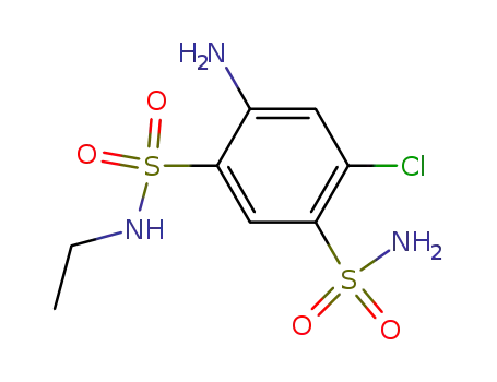 4-amino-6-chloro-benzene-1,3-disulfonic acid 1-amide 3-ethylamide