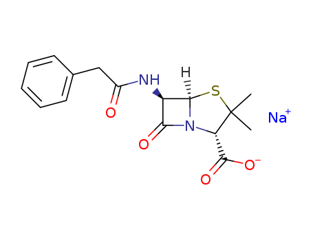 69-57-8,Penicillin G sodium salt,4-Thia-1-azabicyclo[3.2.0]heptane-2-carboxylicacid, 3,3-dimethyl-7-oxo-6-(2-phenylacetamido)-, monosodium salt (8CI);4-Thia-1-azabicyclo[3.2.0]heptane-2-carboxylic acid,3,3-dimethyl-7-oxo-6-[(phenylacetyl)amino]-[2S-(2a,5a,6b)]-, monosodium salt;Americanpenicillin;Benzylpenicillin sodium;Benzylpenicillin sodium salt;Monosodiumbenzylpenicillin;Mycofarm;Nobak;Novocillin;Penicillin G sodium;Penicillin G sodium salt;Penilaryn;Sodiumbenzylpenicillin G;Sodium penicillin;Sodium penicillin II;Veticillin;(2S,5R,6R)-3,3-diméthyl-7-oxo-6-[(phénylacétyl)amino]-4-thia-1-azabicyclo[3.2.0]heptane-2-carboxylate de sodium;[2S-(2a,5a,6b)]-3,3-Dimethyl-7-oxo-6-[(phenylacetyl)amino]-4-thia-1-azabicyclo[3.2.0]heptane-2-carboxylic Acid Monosodium Salt;Penicillin G Sodium;