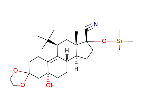 3,3-ethylenedioxy-11β-t-butyl-5-hydroxy-17-trimethylsilyloxy-5α-estr-9-ene-17β-carbonitrile