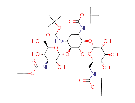 di-tert-butyl ((1S,3R,4S,5R,6R)-4-(((2S,3R,4S,5S,6R)-4-((tert-butoxycarbonyl)amino)-3,5-dihydroxy-6-(hydroxymethyl)tetrahydro-2H-pyran-2-yl)oxy)-6-(((2R,3R,4S,5S,6R)-6-(((tert-butoxycarbonyl)amino)methyl)-3,4,5-trihydroxytetrahydro-2H-pyran-2-yl)oxy)-5-hydroxycyclohexane-1,3-diyl)dicarbamate