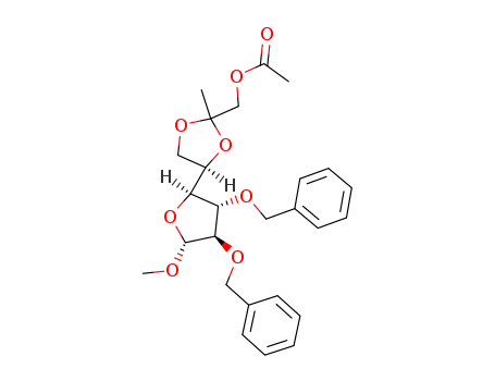 Acetic acid (R)-4-((2S,3S,4R,5R)-3,4-bis-benzyloxy-5-methoxy-tetrahydro-furan-2-yl)-2-methyl-[1,3]dioxolan-2-ylmethyl ester