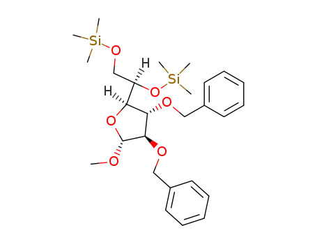 (2R,3S,4R,5R)-3,4-Bis-benzyloxy-2-((R)-1,2-bis-trimethylsilanyloxy-ethyl)-5-methoxy-tetrahydro-furan