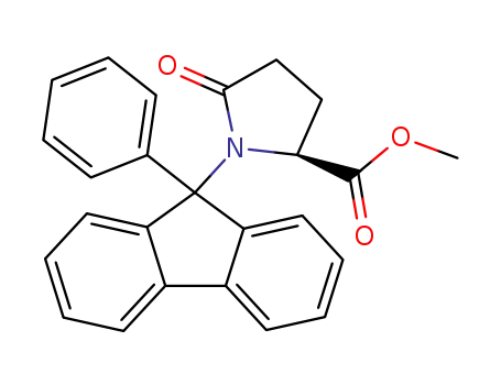 Molecular Structure of 185121-30-6 (L-Proline, 5-oxo-1-(9-phenyl-9H-fluoren-9-yl)-, methyl ester)