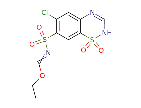 Molecular Structure of 92971-42-1 (ethyl [(6-chloro-1-hydroxy-1-oxido-1lambda~4~,2,4-benzothiadiazin-7-yl)sulfonyl]imidoformate)