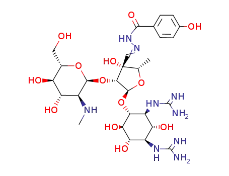 (1R)-N,N'-dicarbamimidoyl-O4-{3-[(4-hydroxy-benzoylhydrazono)-methyl]-O2-(2-methylamino-2-deoxy-α-L-glucopyranosyl)-5-deoxy-α-L-lyxofuranosyl}-streptamine