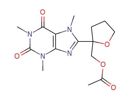 8-(2-acetoxymethyl-tetrahydro-furan-2-yl)-1,3,7-trimethyl-3,7-dihydro-purine-2,6-dione