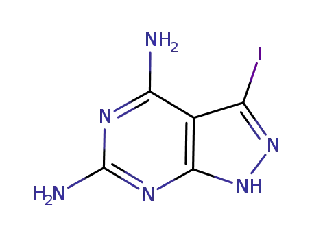 Molecular Structure of 398117-44-7 (1H-Pyrazolo[3,4-d]pyrimidine-4,6-diamine, 3-iodo)