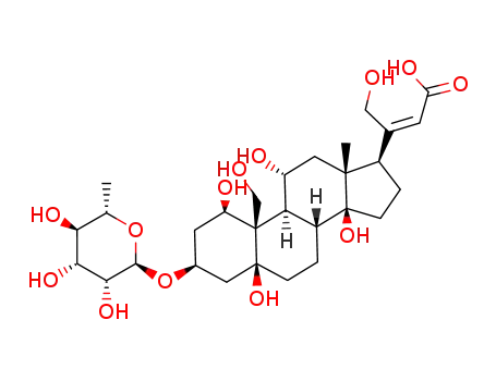 (Z)-4-hydroxy-3-((1R,3S,5S,8R,9S,10R,11R,13R,14S,17R)-1,5,11,14-tetrahydroxy-10-(hydroxymethyl)-13-methyl-3-((2R,3R,4R,5R,6S)-3,4,5-trihydroxy-6-methyltetrahydro-2H-pyran-2-yloxy)hexadecahydro-1H-cyclopenta[a]phenanthren-17-yl)but-2-enoic acid