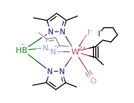 (hydridotris-(3,5-dimethylpyrazoyl)borate)(CO)(I)W(H3CCC(CH2)5I)