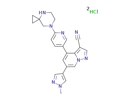 4-(6-(4,7-diazaspiro[2.5]octan-7-yl)pyridin-3-yl)-6-(1-methyl-1H-pyrazol-4-yl)pyrazolo[1,5-a]pyridine-3-carbonitrile dihydrochloride