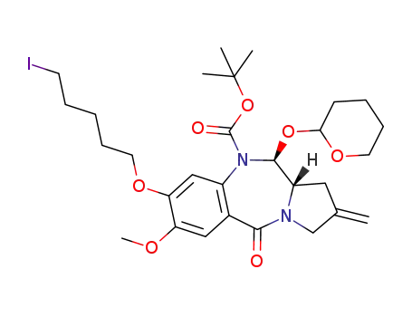 tert-butyl (11S,11aS)-8-((5-iodopentyl)oxy)-7-methoxy-2-methylene-5-oxo-11-((tetrahydro-2H-pyran-2-yl)oxy)-2, 3,11,11a-tetrahydro-1H-benzo[e]pyrrolo[1,2-a][1,4]diazepine-10(5H)-carboxylate