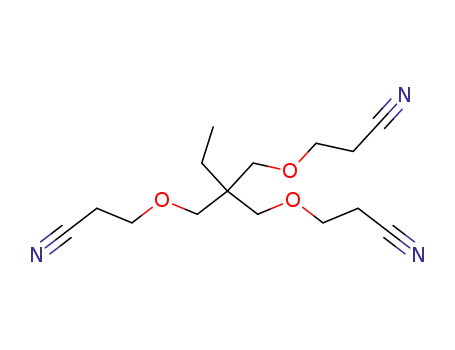 Molecular Structure of 53067-27-9 (3,3'-[[2-[(2-Cyanoethoxy)methyl]-2-ethyl-1,3-propanediyl]bis(oxy)]bis[propanenitrile])