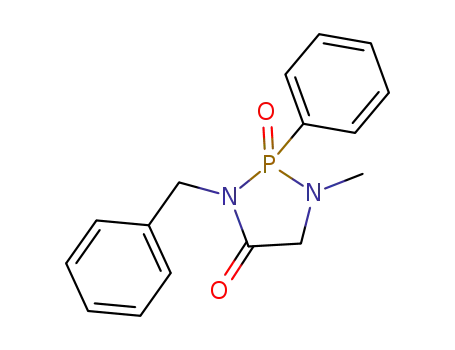 Molecular Structure of 64642-21-3 (1,3,2-Diazaphospholidin-4-one, 1-methyl-2-phenyl-3-(phenylmethyl)-,
2-oxide)