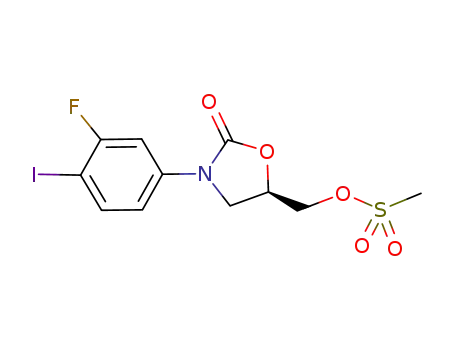 (5R)-methanesulfonic acid 3-(3-fluoro-4-iodophenyl)-2-oxo-oxazolidin-5-ylmethyl ester
