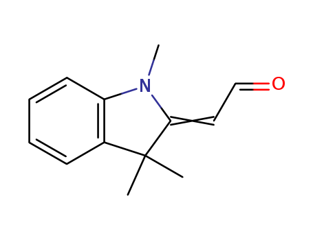 84-83-3,1,3,3-Trimethyl-2-(formylmethylene)indoline,1,3,3-Trimethyl-2-methyleneindoline-w-aldehyde;1,3,3-Trimethyl-D2,a-indolineacetaldehyde;2-(1,3,3-Trimethylindolin-2-ylidene)acetaldehyde;2-(2,3-Dihydro-1,3,3-trimethyl-1H-indol-2-ylidene)acetaldehyde;2-(Formylmethylene)-1,3,3-trimethylindoline;2-(Formylmethylene)-2,3-dihydro-1,3,3-trimethylindole;Fischer's aldehyde;NSC68048;(1,3-Dihydro-1,3,3-trimethyl-2H-indol-2-ylidene)acetaldehyde;(1,3,3-Trimethylindolin-2-ylidene)acetaldehyde;D2,a-Indolinacetaldehyde, 1,3,3-trimethyl- (6CI);D2,a-Indolineacetaldehyde, 1,3,3-trimethyl- (7CI,8CI);Acetaldehyde,(1,3-dihydro-1,3,3-trimethyl-2H-indol-2-ylidene)- (9CI);1,3,3-Trimethyl-2-(formylmethylene)-2,3-dihydroindole;