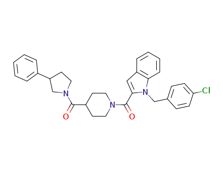 (1-(4-chlorobenzyl)-1H-indol-2-yl)(4-(3-phenylpyrrolidine-1-carbonyl)piperidin-1-yl)methanone