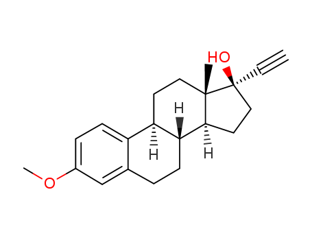 72-33-3,17a-Ethynyl-1,3,5(10)-estratriene-3,17b-diol 3-methyl ether,19-Nor-17a-pregna-1,3,5(10)-trien-20-yn-17-ol,3-methoxy- (6CI,8CI);17-Ethynylestradiol 3-methyl ether;17a-Ethynyl-3-methoxy-1,3,5(10)-estratrien-17b-ol;17a-Ethynylestradiol 3-methyl ether;3-Methoxy-17a-ethinylestradiol;3-Methoxyethynylestradiol;3-O-Methyl-17a-ethynylestradiol;33355;Devocin;EE 3ME;Ethynylestradiol 3-monomethyl ether;Inostral;Mestranol;Ovastol;