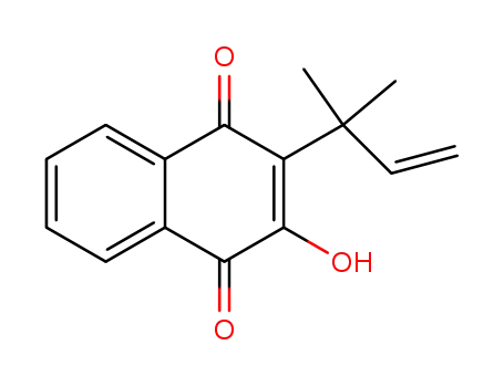 Molecular Structure of 64469-16-5 (4-hydroxy-3-(2-methylbut-3-en-2-yl)naphthalene-1,2-dione)