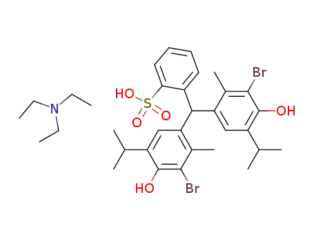 2-[Bis-(3-bromo-4-hydroxy-5-isopropyl-2-methyl-phenyl)-methyl]-benzenesulfonic acid; compound with triethyl-amine