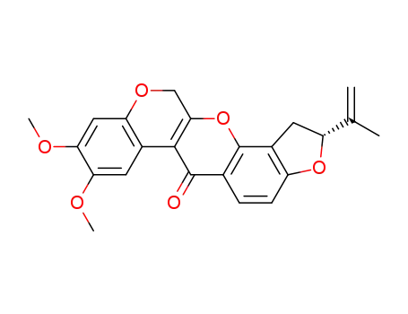 Molecular Structure of 3466-09-9 ((2R)-2-Isopropenyl-8,9-dimethoxy-1,2-dihydro[1]benzopyrano[3,4-b]furo[2,3-h][1]benzopyran-6(12H)-one)